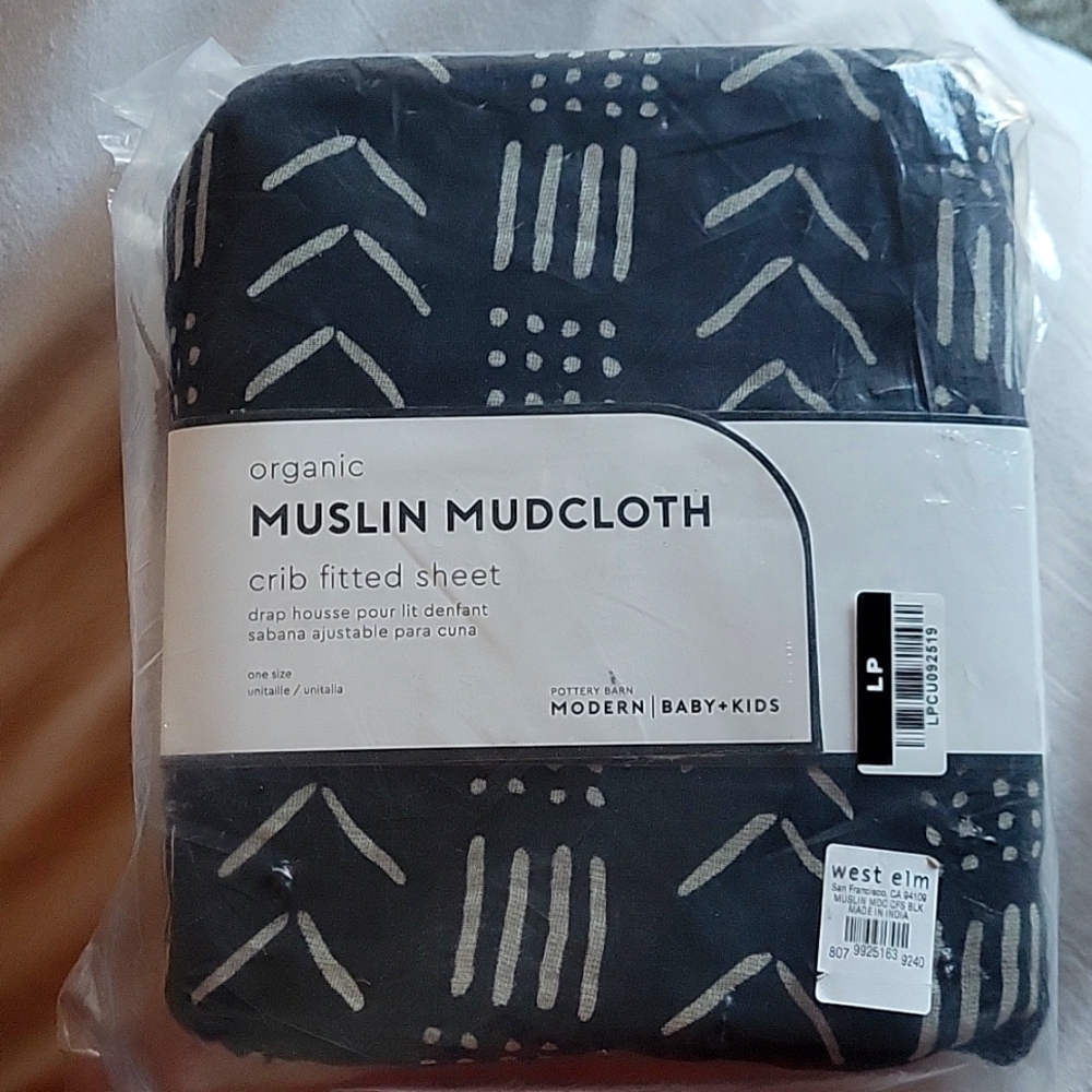 Organic MUSLIN MUDCLOTH crib fitted  sheet